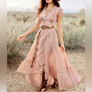 Joyfolie Elegant Polka Dot Maxi Dress